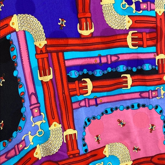 VNTG Mureli 100% Silk Vibrant Purple and Red Bomber Jacket with Artistic Flair - Picture 7 of 10